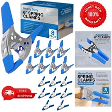 Heavy Duty 6-Inch Spring Clamp Set - 8 Pieces with Soft Grip for Ergonomic Use