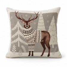 1 PCS Deer Print Embroidered Cushion Cover Square Throw Pillow Sofa Home 290553