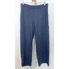 EILEEN FISHER Pull On Cargo Ankle Pants High Rise Cotton Knit Dark Blue Size L