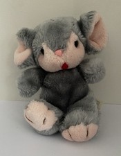 Vintage 7  Grey Pink Mouse Soft Toy Plush