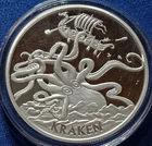 A Proof KRAKEN SEA MONSTER Anonymous Mint One Ounce .999 Fine Silver Art Round
