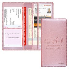Car Insurance and Registration Holder, 9.5 x 5 Inch PU Leather Vehicle Glove ...