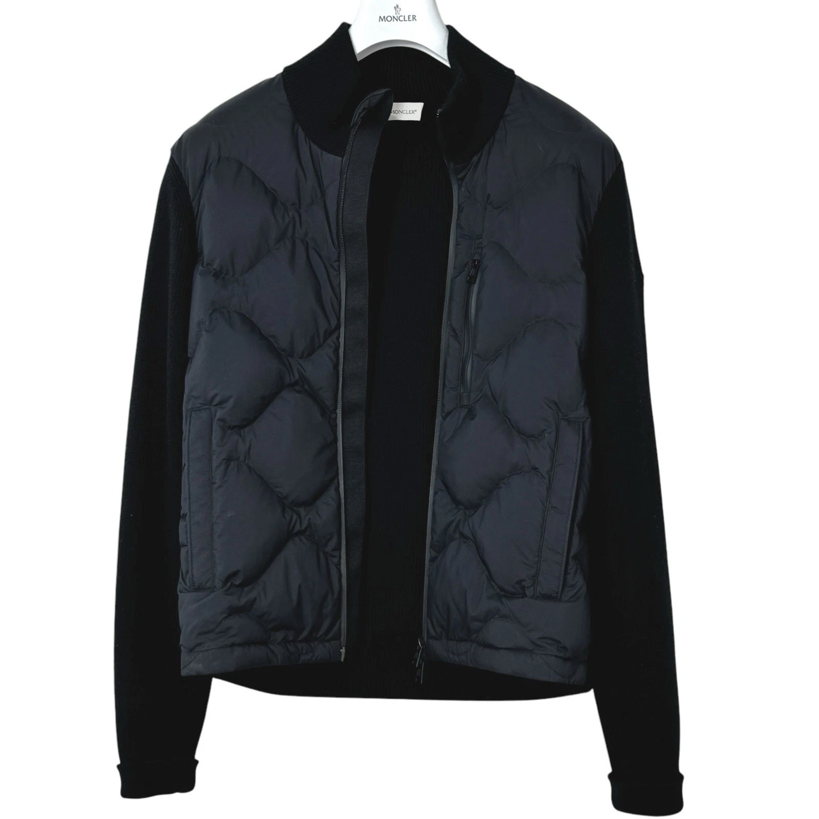 MONCLER PUFF CARDIGAN JACKET 100% lana vergine cardigan medio donna AUTENTICO