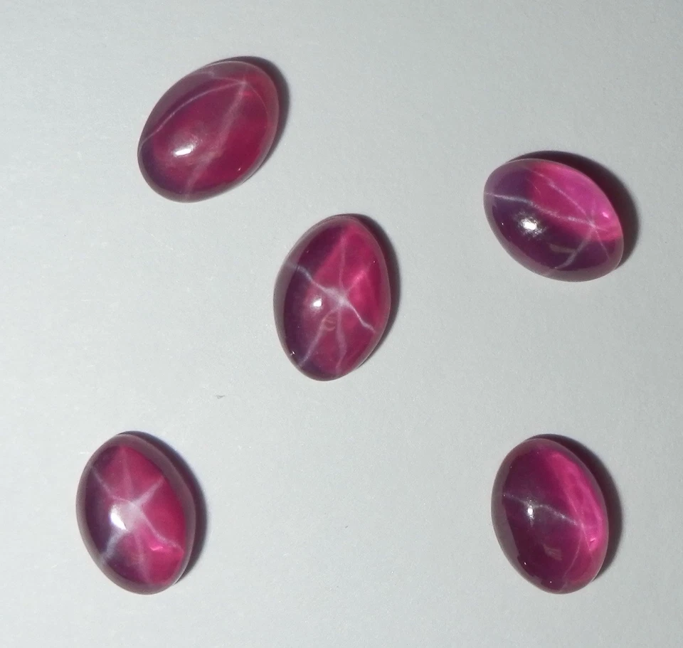 Transparent Star Ruby Oval 7x5 mm Cabochon 6 Rayed Lab-created Stone 10 pcs Lot - Image 3 of 4