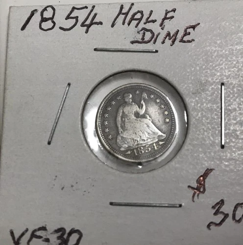 1854 Seated Liberty Half Dime USA  Nice And Good Details