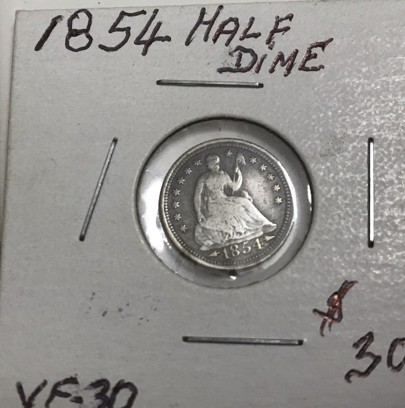 1854,1872,1856,1854 Seated Liberty Half Dime USA  Nice Coins. 4 Coins
