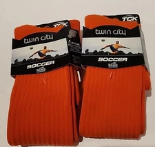TCK Reacs Classic Soccer Socks Rs8  Medium Orange USA made 2 Pair