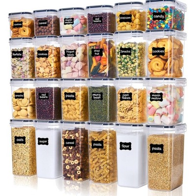 Aufbewahrungsdosen Set, 24 Stück, luftdicht, BPA-frei, Küchenboxen für Mehl, ...