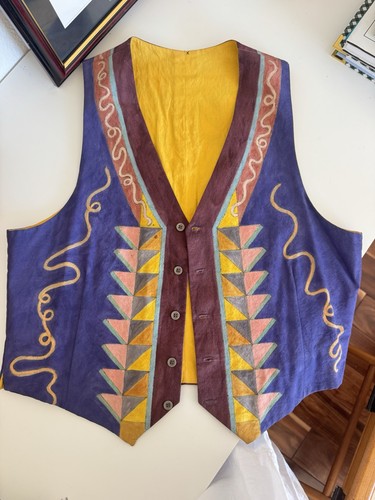 Signed K. Lee Manuel Wearable Art Vest Hand Painted Fiber Art One of a Kind