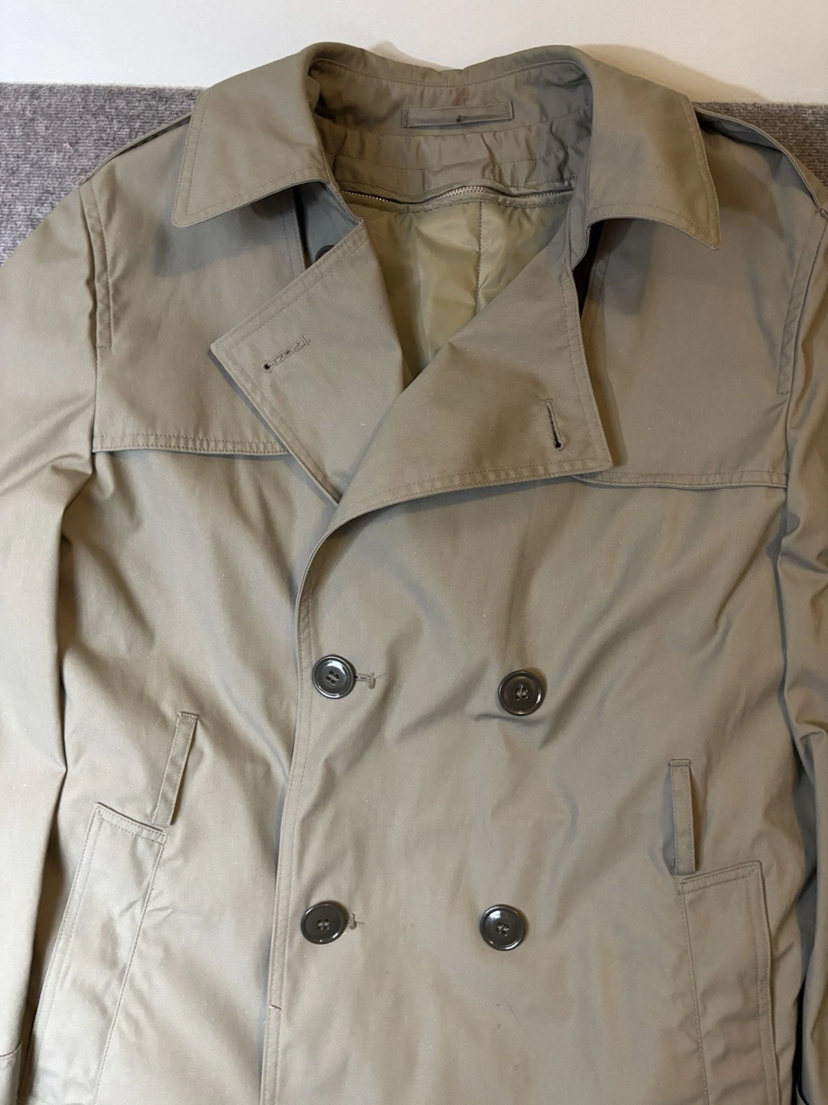 DSCP Valor Collection Lined Double Breasted Button Trench Coat Brown 40R image 3