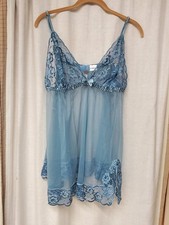 Vintage Plus Size Negligee Short 1X Pretty Teal By Frederick's Of Hollywood