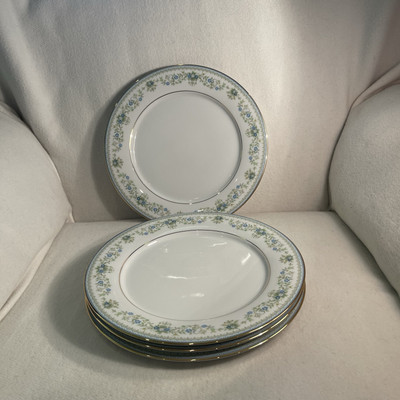 Noritake China Spring Meadows Porcelain Dinner Plates Floral W/ Gold Rim Set 4