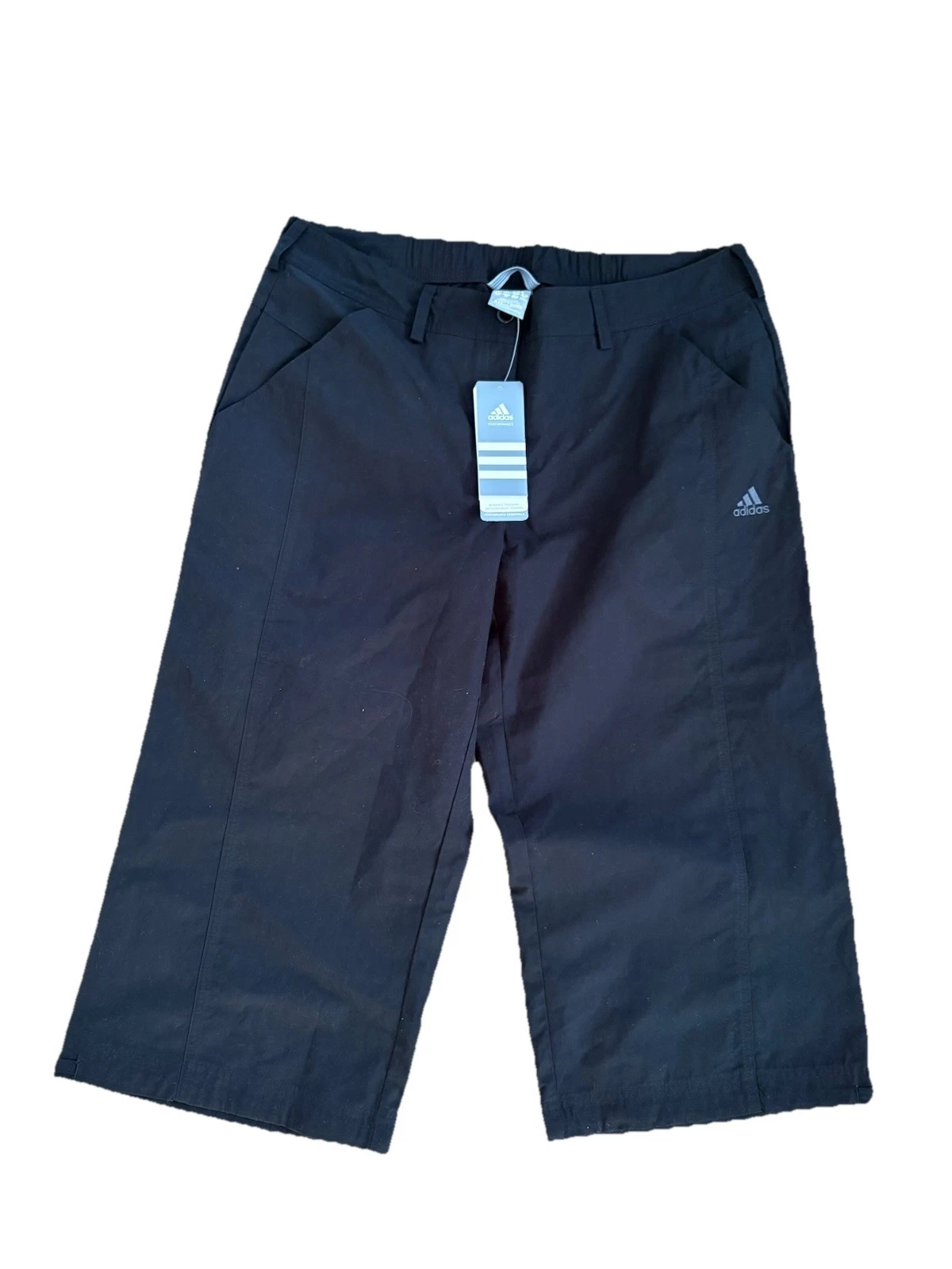 Vintage adidas 2008 Ess WV 3/4 Pants Black Capri Trousers Size 16 BNWT Deadstock