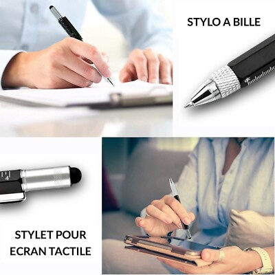 Stylet 7 En 1 Multi-Tool Pen Stylet Pour écran Tactile Stylo A Bille Regle Niveau Tournevis Cruciforme Et Tournevis Plat Lot De 3 Noir~p113934169