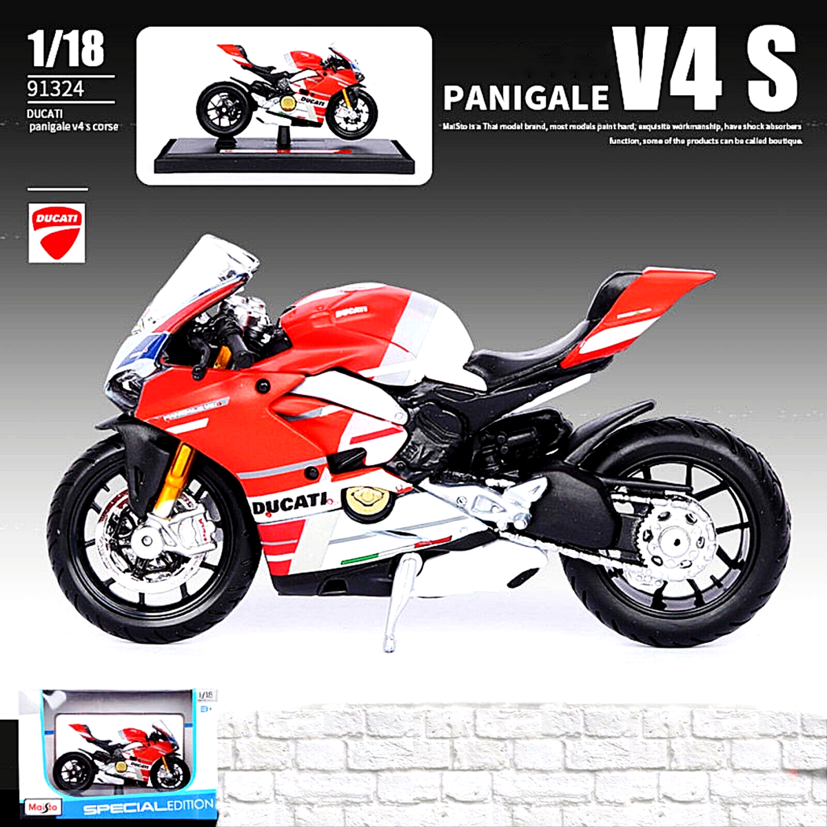Maisto Ducati 1/18モデル 2008年製 Maisto 1/18 Ducati Panigale V4 S Corse Motorcycle Model Racing