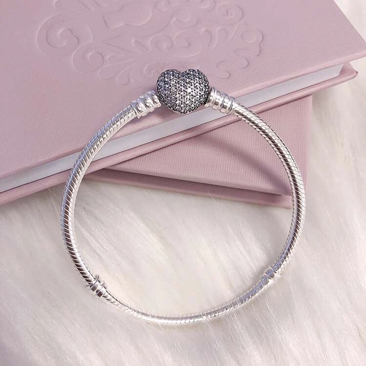 NUEVO Auténtico Brazalete Pandora Momento Plata 925 Brillante Corazón Dije 590727CZ Foto 4 de 4