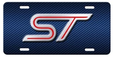 Ford ST Inspired art simulated blue carbon fiber  aluminum license plate tag