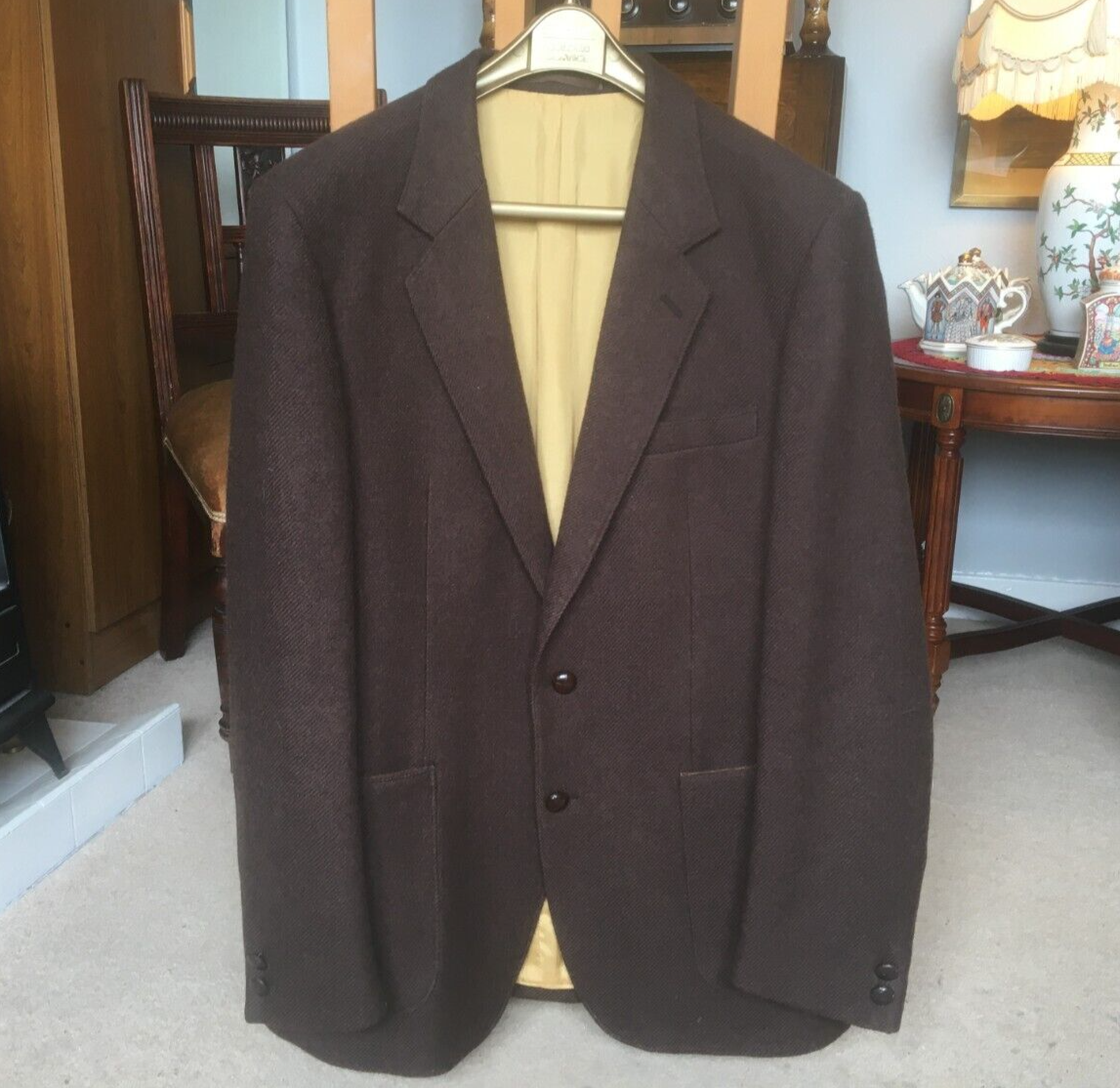 VARTEKS INT. GIACCA A 2 BOTTONI DA UOMO MARRONE PURA LANA SINGOLA FILA S.40 M.I.JUGOSLAVIA