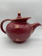 HALL WINDSHIELD MAROON STANDARD GOLD TEAPOT