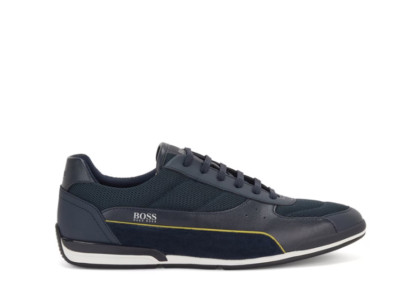 Hugo Boss Herren Sportschuhe Dunkelblau Freizeitschuhe mit Logo - Saturn Lowp Größe 7