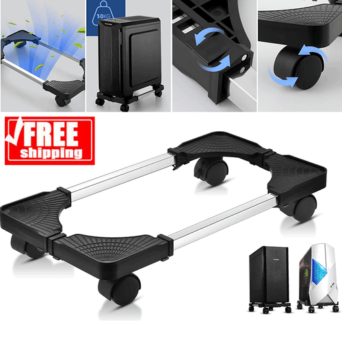 Mobile CPU Stand Adjustable Computer Tower Stand with 4 Caster Wheels Fit MostPC