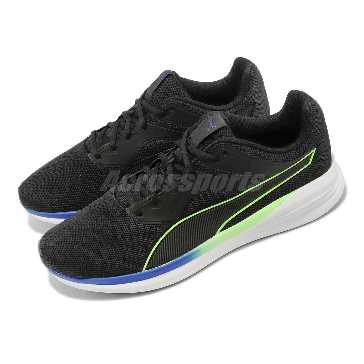 Puma Transport Black Lime Blue Men Running Sports Shoes Sneakers