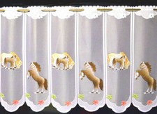 Pferde Scheibengardine Kindergardine in sieben Breiten Pony Bistro Gardine Neu