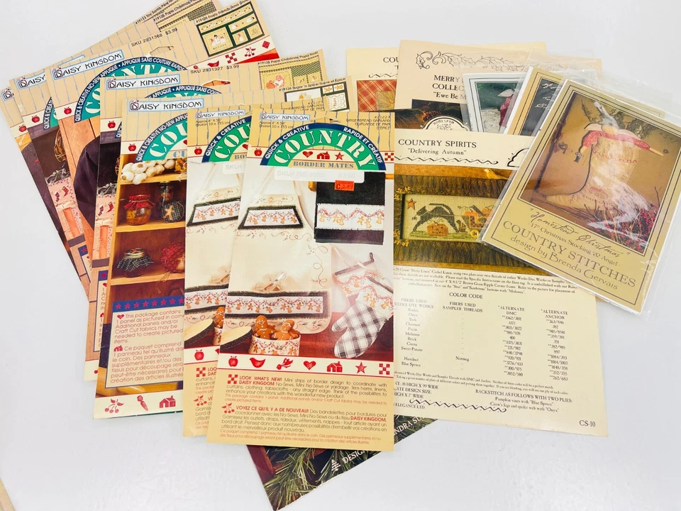 Vintage 15pc Lot Cross Stitch Sewing Needle Point Christmas Patterns Designs - Image 2 of 4