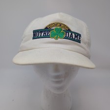 Vintage Notre Dame Fighting Irish Corduroy White Snapback Hat Cap Made In USA