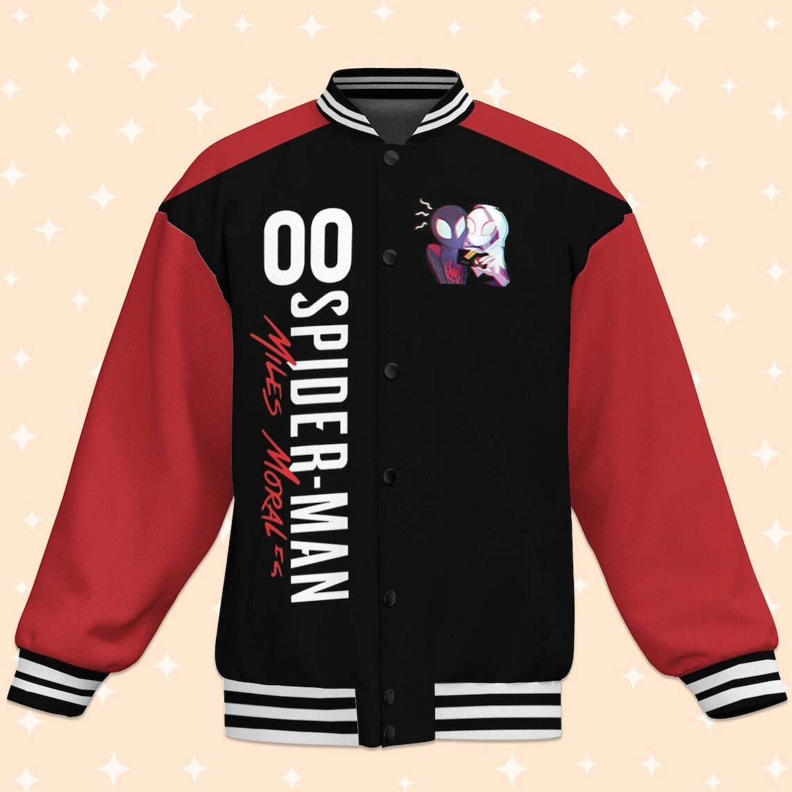 Custom Spiderman Miles Morales Couple Baseball Jacket, Baseball Outfit