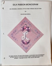 "Silk Ribbon Monogram" David McCaskill needlepoint pattern  guide