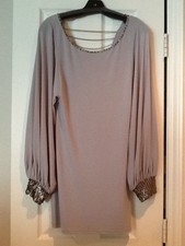 Iron Women's Overlapped Poet sequin Sleeve open back Dress Size S NWOT