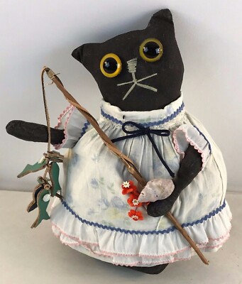 Signed AN 2018, OOAK Cat Doll - Cat Fishing Kitty