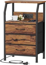 Night Stand with Charging Station, USB Ports and Outlets, 28.3 Inch Tall Bedside