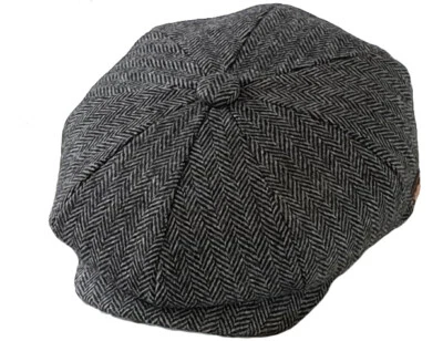 Cappello Peaky Blinders stile panettiere ragazzo notizie ragazzo 8 pannelli berretto blu navy e grigio spina di pesce