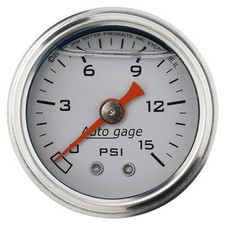 Auto Meter Fuel Pressure Gauge 2175 Auto Gage 0 To 15 Psi 1-12 18 Npt White
