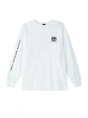 OBEY HERREN KONSUM WIEDERHOLUNG INTL. BASIC LANGARM T-SHIRT SMALL WEISS UVP 49  