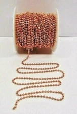 100% COPPER Ball Chain ~ Faceted Bead ~ 3.2mm ~ w/ or w/o Connectors Made in USA