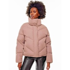 Aritzia Wilfred Cloud Puff Quilted Goose Down Jacket Coat In Stone Taupe Sz Med