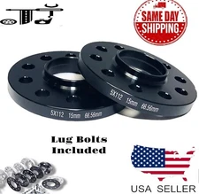 2 PCS 15MM THICK 5X112 66.56MM WHEEL SPACER + 14X1.5 BOLTS [FITS: PORSCHE]