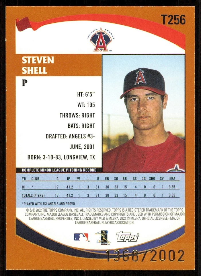 2002 Topps Traded Gold #T256 Steven Shell /2002 - Image 2 of 2