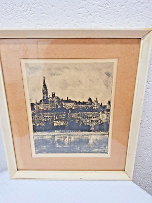 Budapest-Holzschnitt aus Ungarn,  Signiert, gerahmt, 47x41 cm