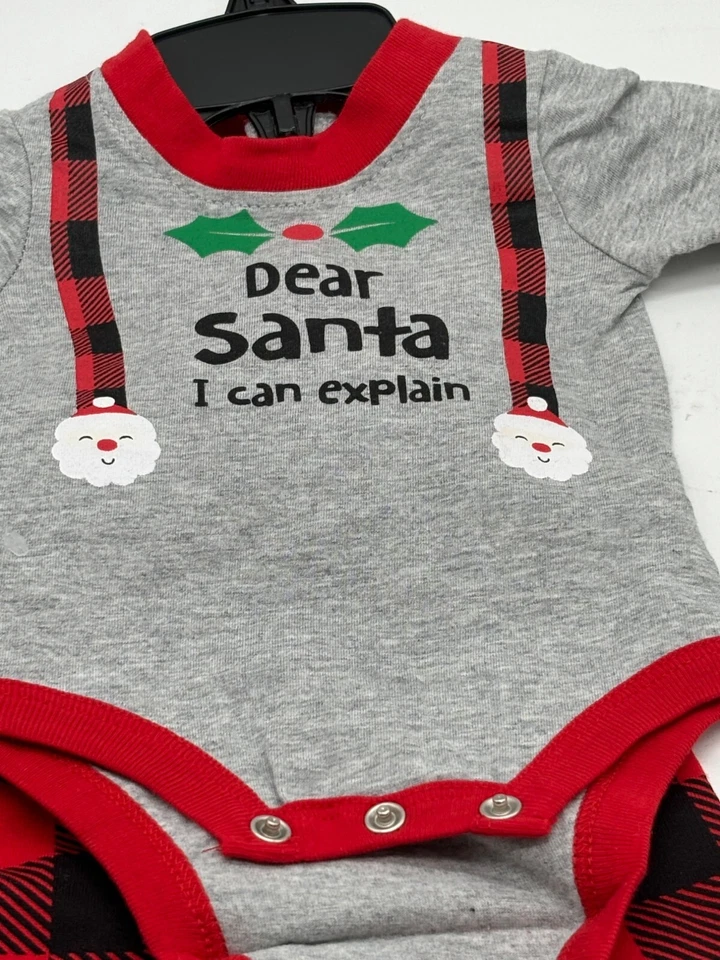 Koala Kid's "Dear Santa I can Explain" 2pc Set, Gray/Red, Newborn - Image 3 of 4