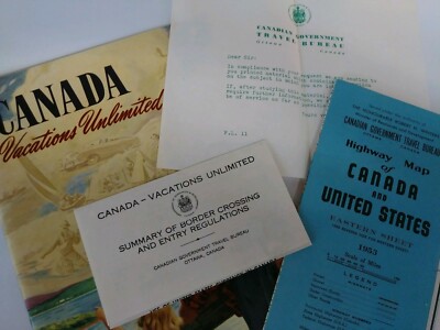 Vintage Canada Vacations Unlimited Booklet Map And Border Crossing Guide 1953