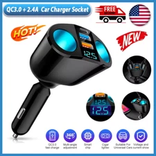 12V Dual USB Car Cigarette Lighter Socket Splitter Power Adapter Charger Outlet