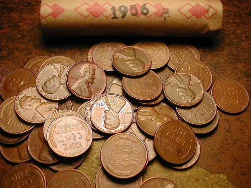 1956-P LINCOLN WHEAT CENT PENNY ROLL, nice condition