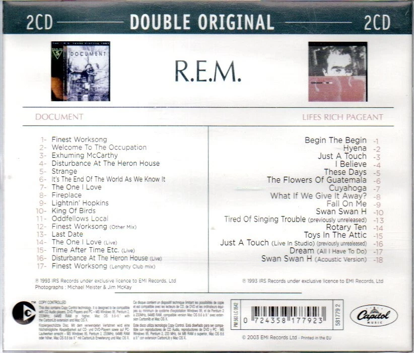 R.E.M. - Document und Lifes Rich Pageant; top neuwertige Doppel CD-Box! - Bild 2 von 2