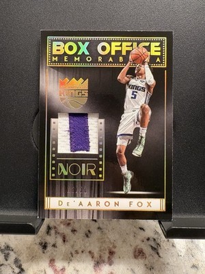 De Aaron Fox 2018 Panini Noir Box Office Game-Worn Patch Auto/21 #BX-DAF Kings