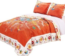 Barefoot Bungalow Topanga Quilt Set 3-Piece Full/Queen 1 Quilt 2 Pillow Shams