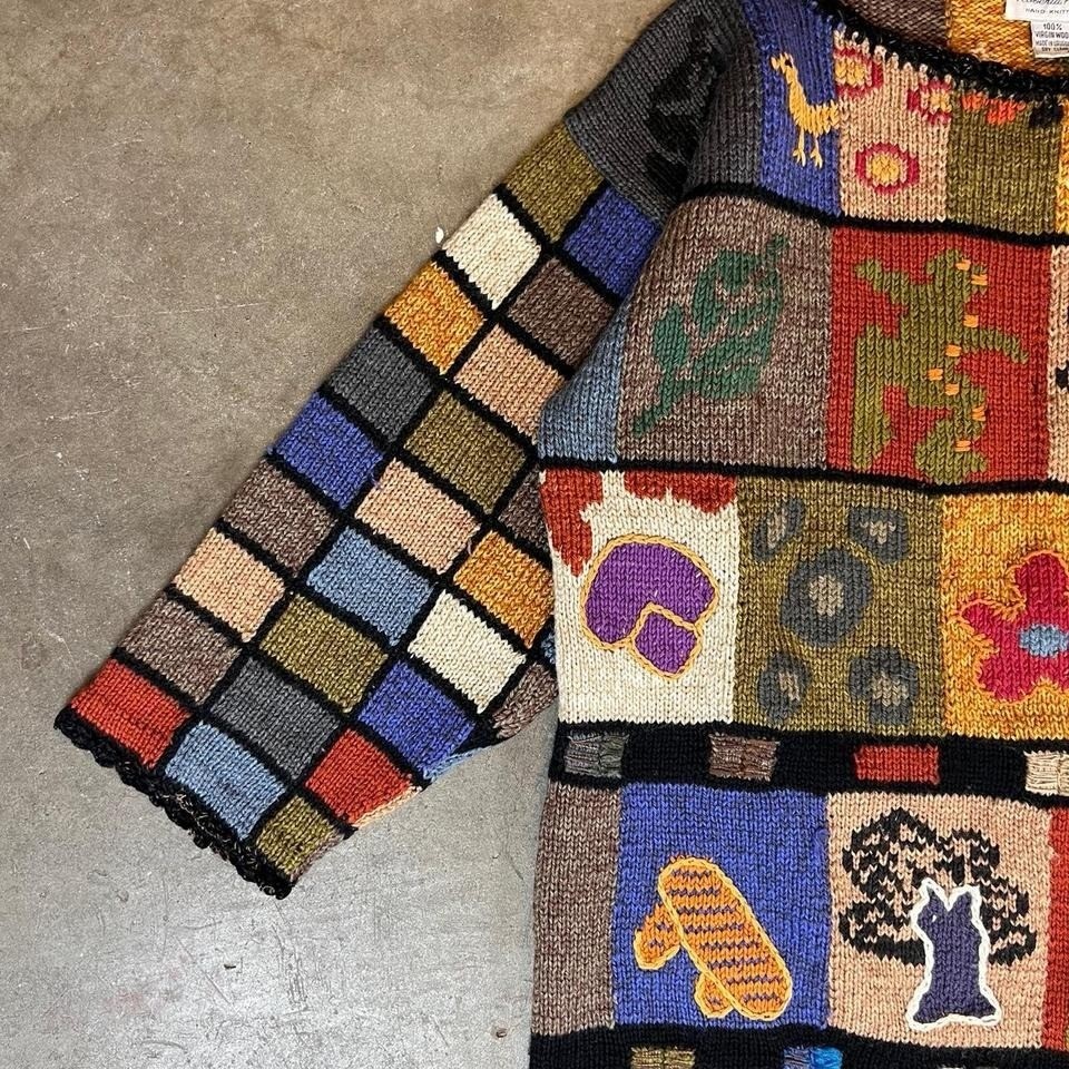 Roberta Kent Patchwork Sweater Women's Multi Colo… - image 2